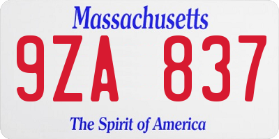 MA license plate 9ZA837