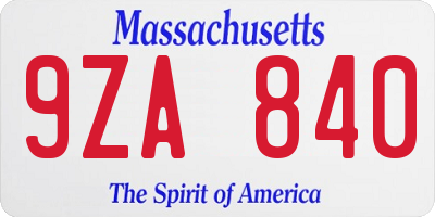 MA license plate 9ZA840
