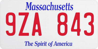 MA license plate 9ZA843