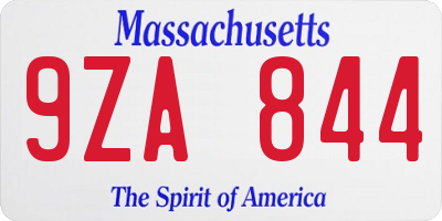 MA license plate 9ZA844