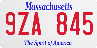 MA license plate 9ZA845