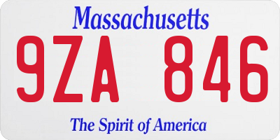 MA license plate 9ZA846