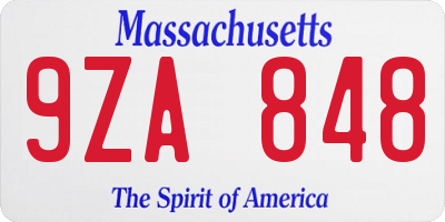 MA license plate 9ZA848