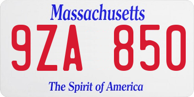 MA license plate 9ZA850