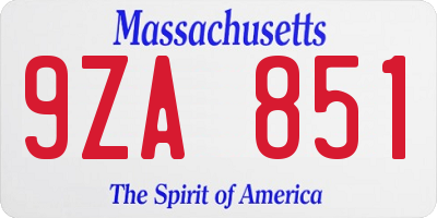 MA license plate 9ZA851