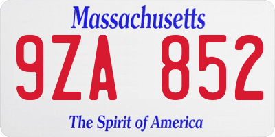 MA license plate 9ZA852