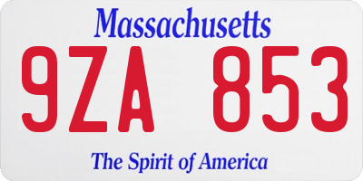 MA license plate 9ZA853