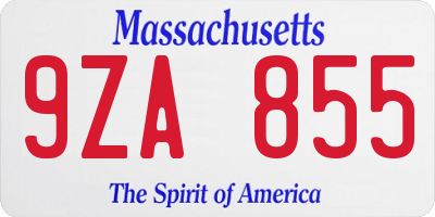 MA license plate 9ZA855