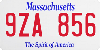 MA license plate 9ZA856