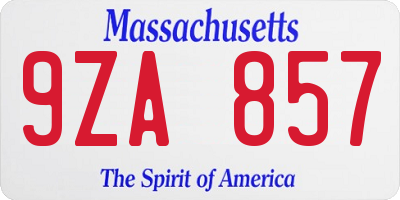MA license plate 9ZA857