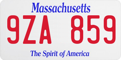 MA license plate 9ZA859