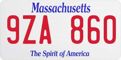 MA license plate 9ZA860