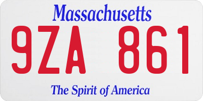 MA license plate 9ZA861