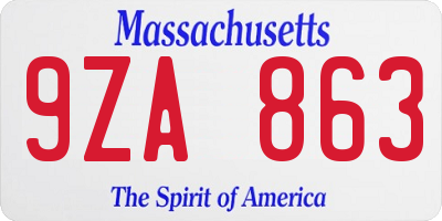 MA license plate 9ZA863