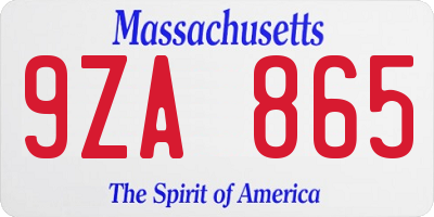 MA license plate 9ZA865
