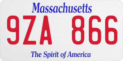 MA license plate 9ZA866