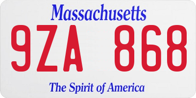 MA license plate 9ZA868