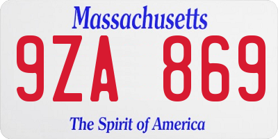 MA license plate 9ZA869