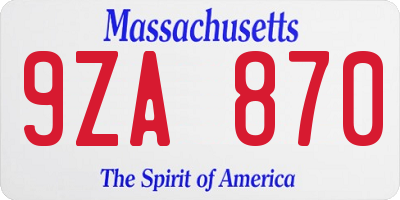 MA license plate 9ZA870