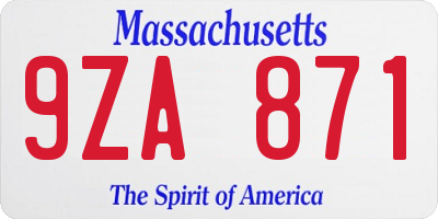 MA license plate 9ZA871