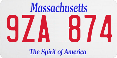 MA license plate 9ZA874