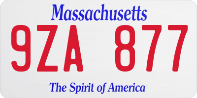 MA license plate 9ZA877