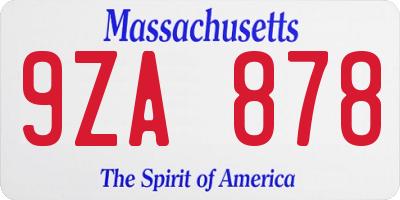 MA license plate 9ZA878