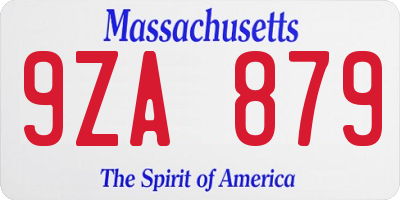 MA license plate 9ZA879
