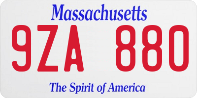 MA license plate 9ZA880