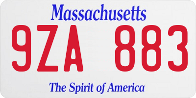 MA license plate 9ZA883