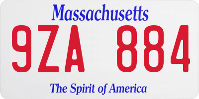 MA license plate 9ZA884