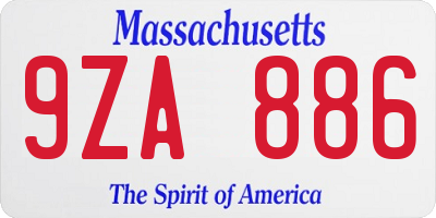 MA license plate 9ZA886