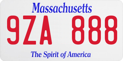 MA license plate 9ZA888