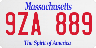 MA license plate 9ZA889