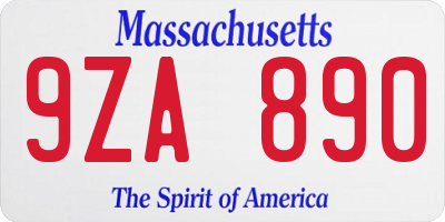 MA license plate 9ZA890