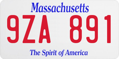 MA license plate 9ZA891