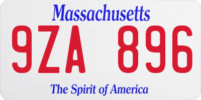 MA license plate 9ZA896