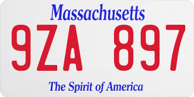 MA license plate 9ZA897