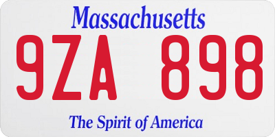MA license plate 9ZA898