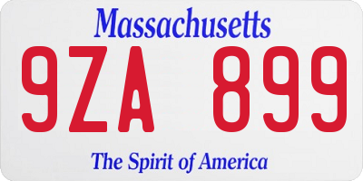 MA license plate 9ZA899