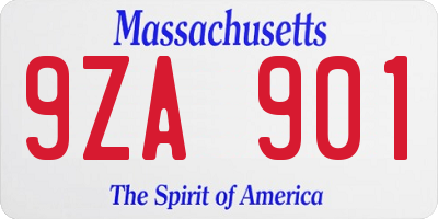 MA license plate 9ZA901