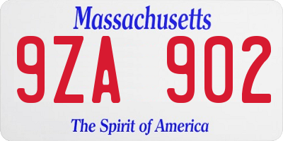 MA license plate 9ZA902