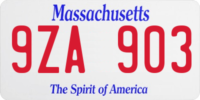 MA license plate 9ZA903
