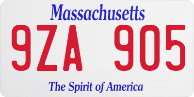 MA license plate 9ZA905