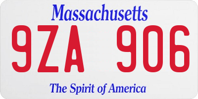 MA license plate 9ZA906