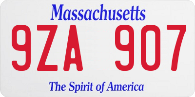 MA license plate 9ZA907