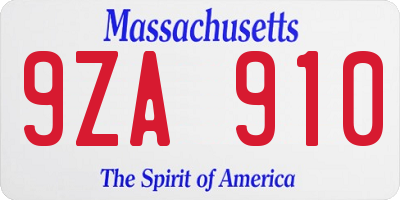 MA license plate 9ZA910