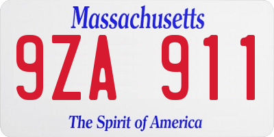 MA license plate 9ZA911