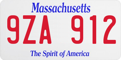 MA license plate 9ZA912