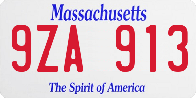 MA license plate 9ZA913